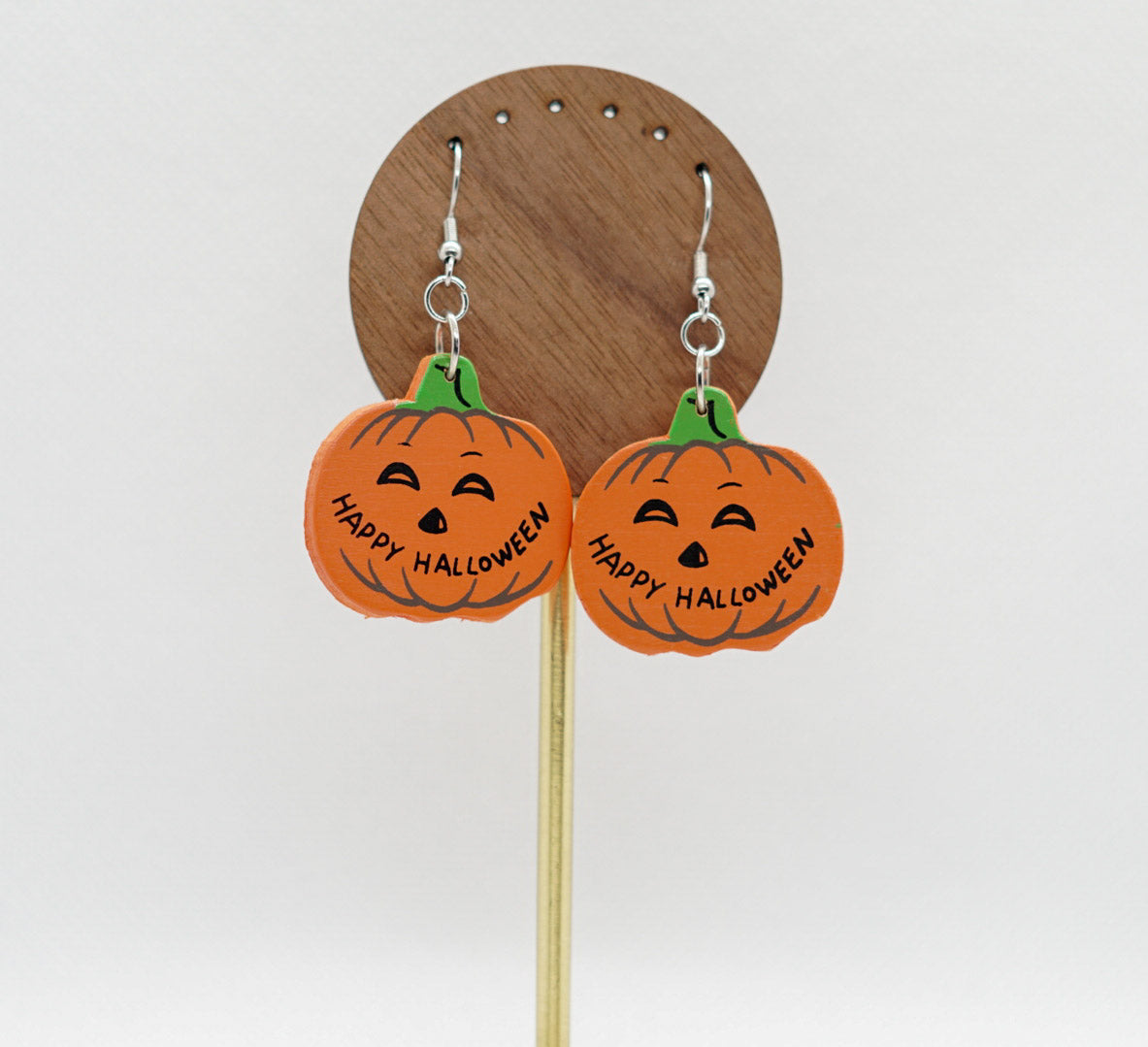 Wooden Pumpkin Earrings