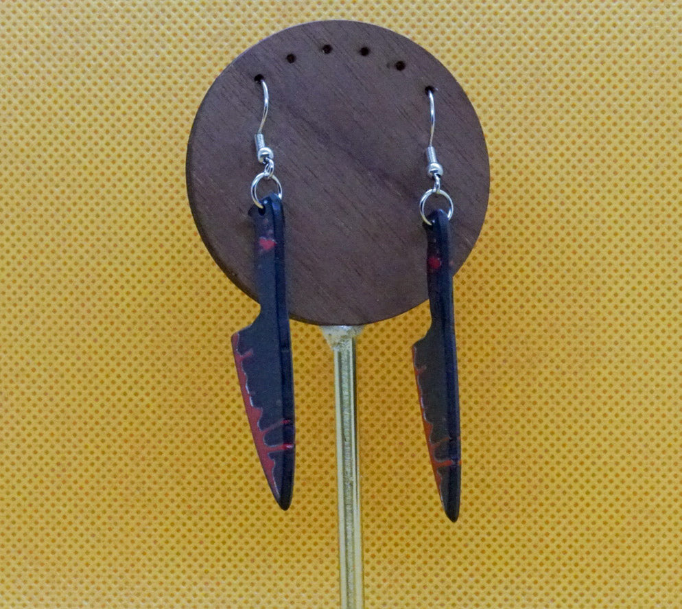 Bloody Black Slasher Earrings