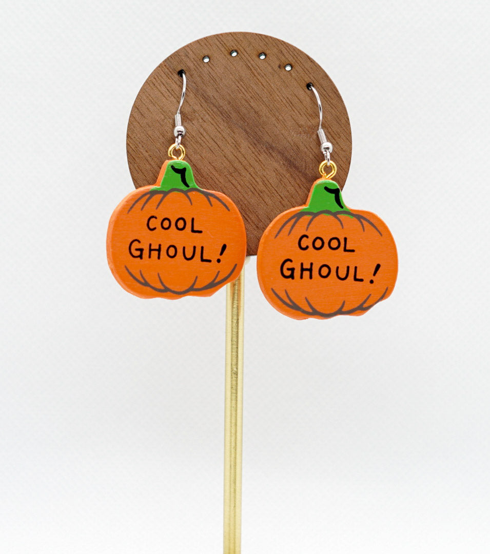 Wooden Pumpkin Earrings