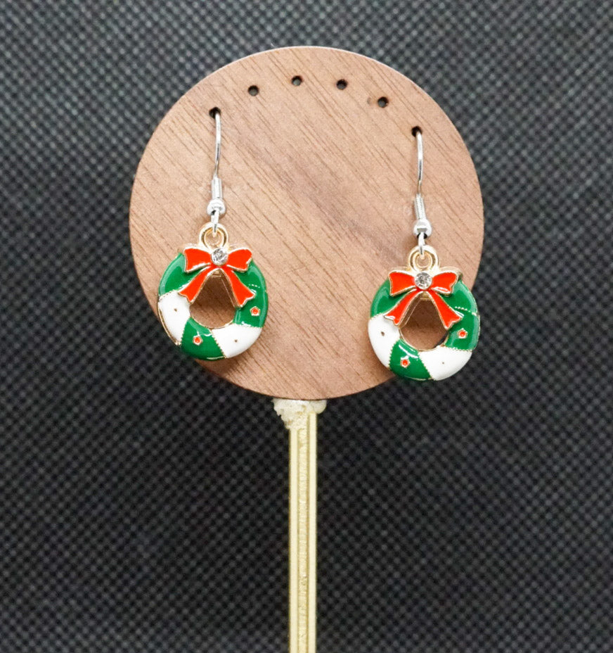 Holiday Wreath Charm Earrings