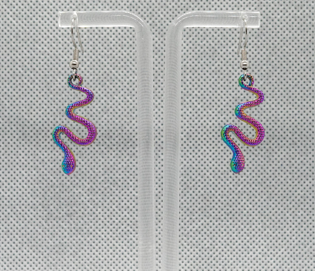 Metallic Rainbow Snake Earrings